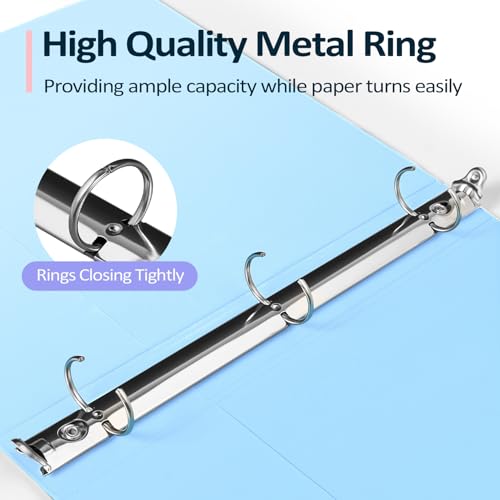 Sooez BinderX Extra Durable 3 Ring Binder, Round Ring 2 Inch Binders, Fits 450 Sheets of 8.5x11 Paper, Customizable View Cover with Inside Pockets, Cute 2" Binder, School Supplies for Girls, Pink - Image 4