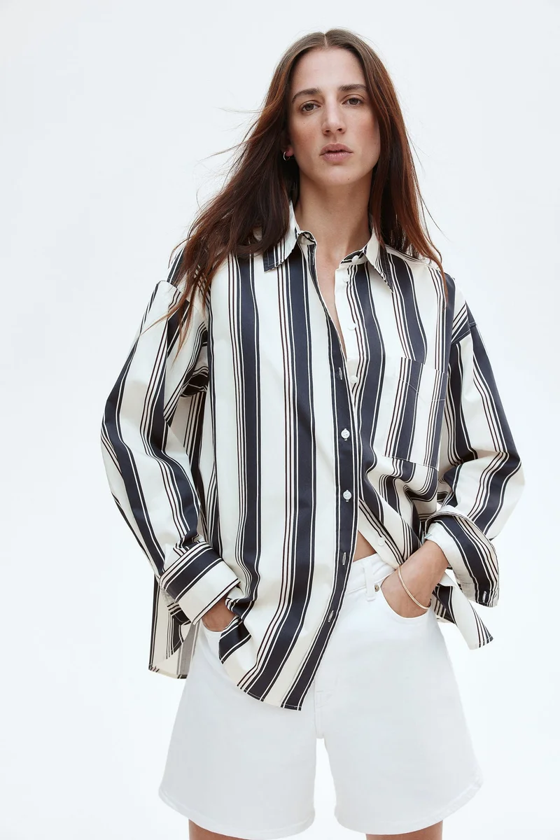 اتش اند ام قميص من البوبلين