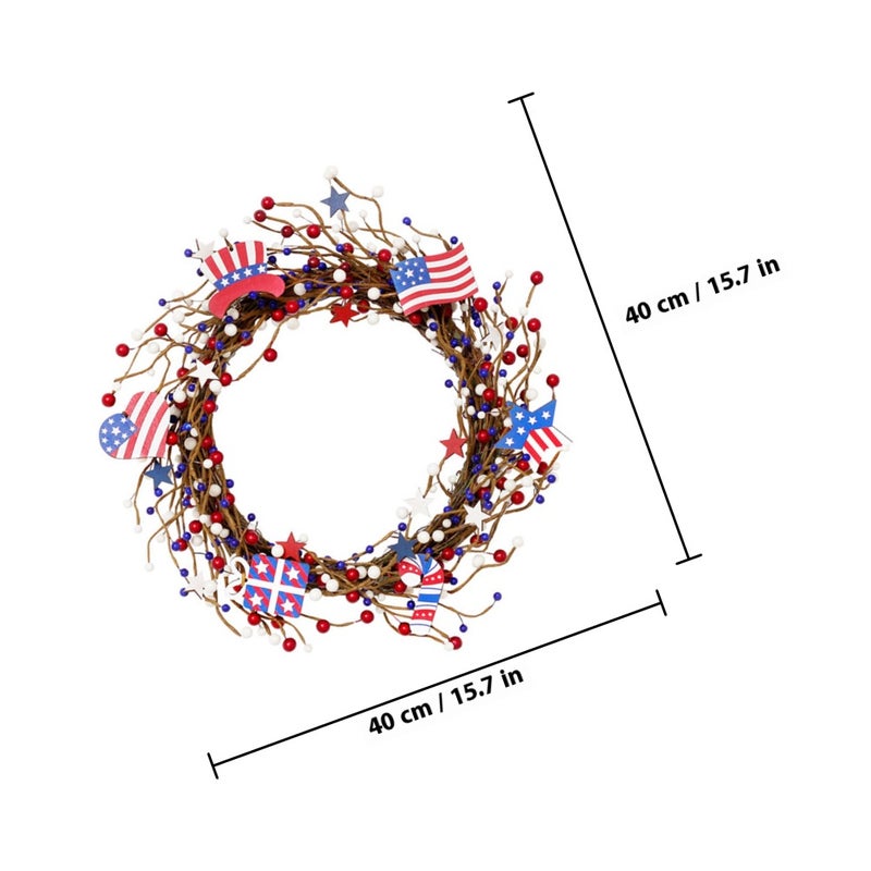 Artificial Berry Wreath Patriotic Decorative Wreath Hanging Decor - Image 2