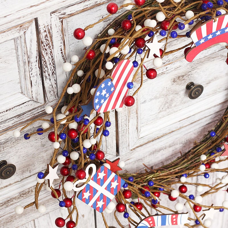 Artificial Berry Wreath Patriotic Decorative Wreath Hanging Decor - Image 5