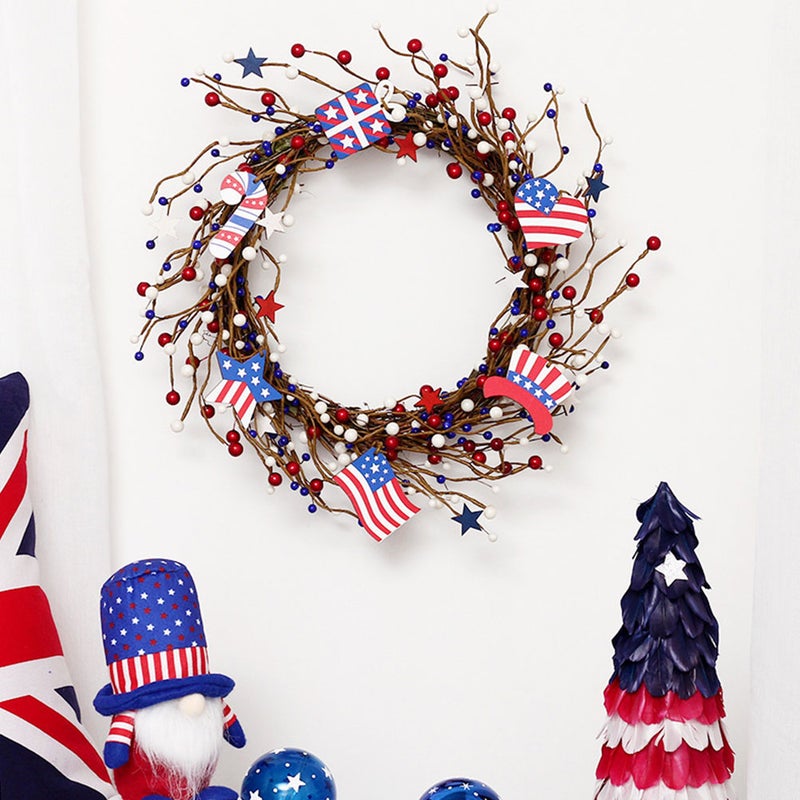 Artificial Berry Wreath Patriotic Decorative Wreath Hanging Decor - Image 4