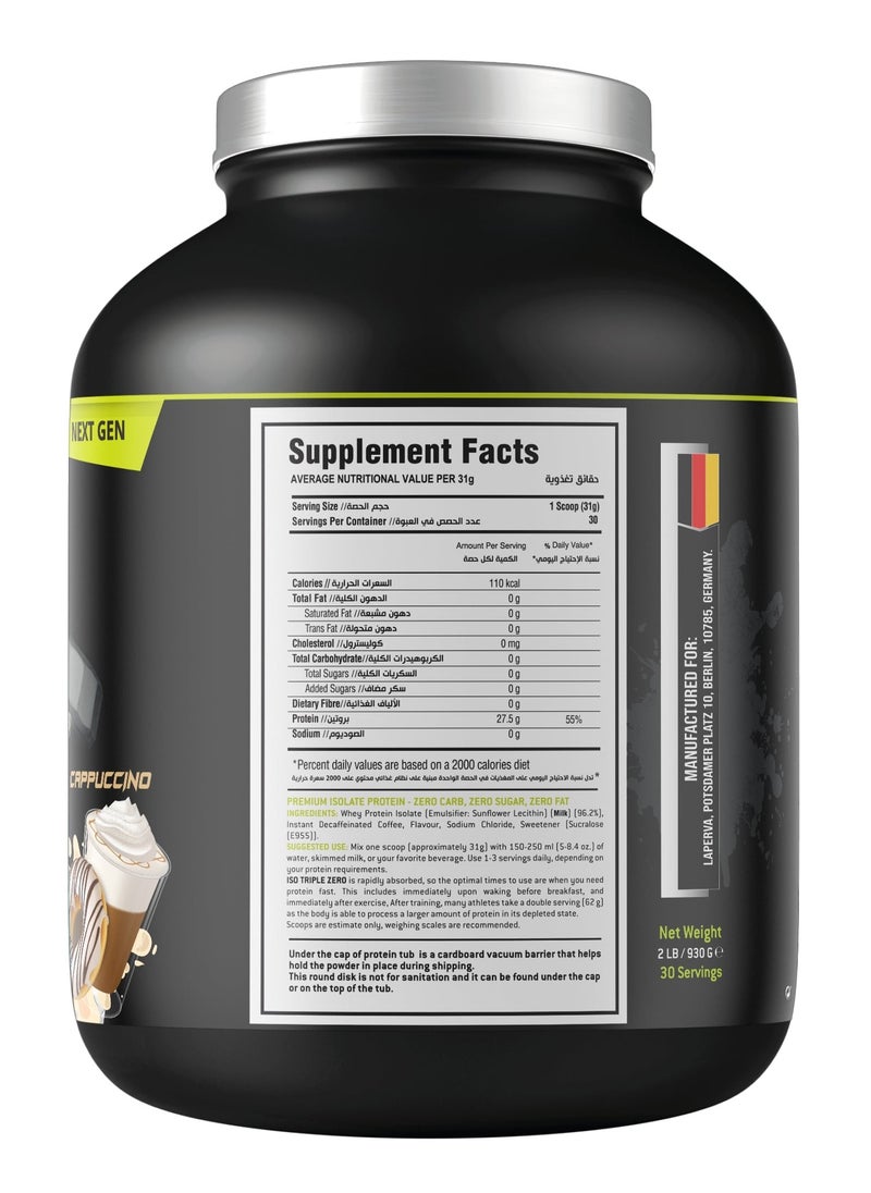 Laperva - Laperva Iso Triple Zero Next Generation Whey Protein Isolate- Cappuccino, 2 LB - Zero Sugar, Zero Carb, Zero Fat - Rapid Absorption for Muscle Growth and Recovery - Soy-Free, Gluten-Free. - Image 1