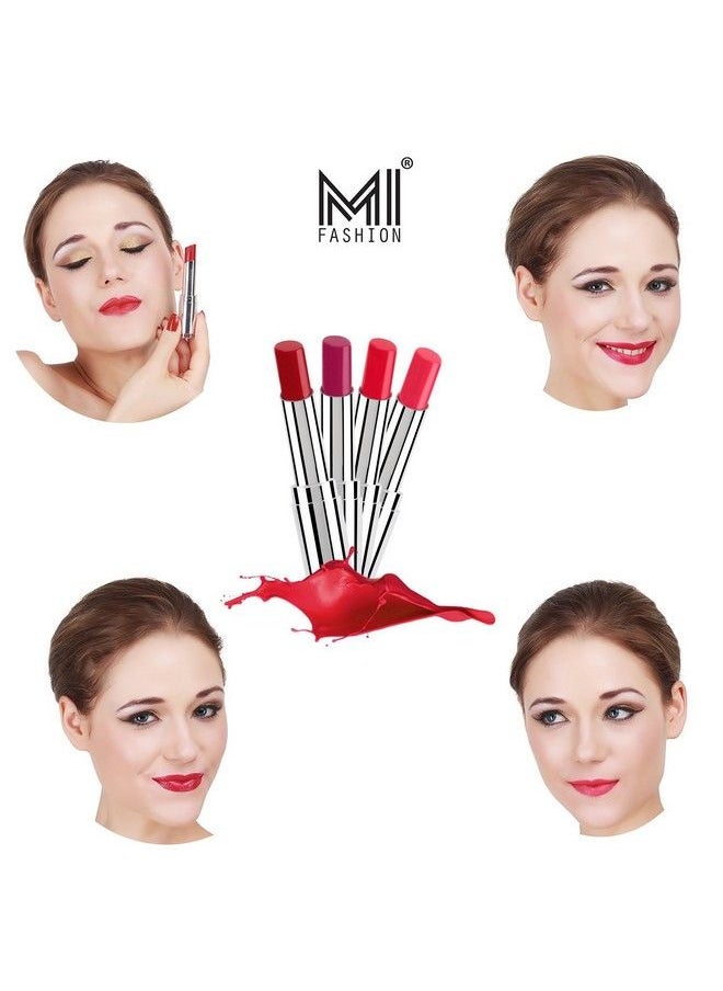 MI FASHION Soft Matte Lipstick Set Of 4 Dry Red Purple Passion Red Bomber & Magenta(3.5 Gm Each)  - Image 4