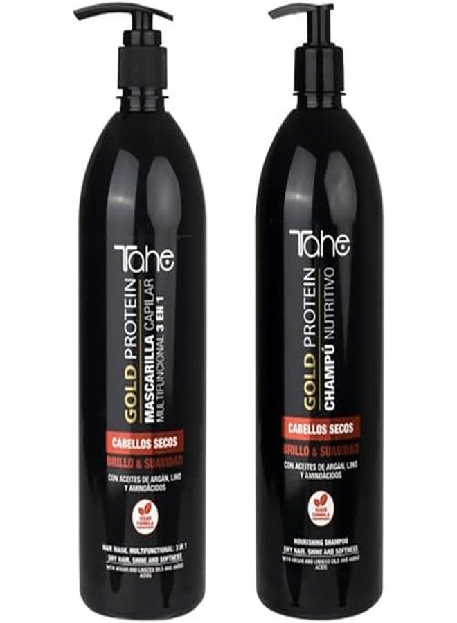 Tahe Gold Protein For Dry Hair Kit - Shampoo 1000ml + Mask 1000ml - Nourishing & Softness - Image 1