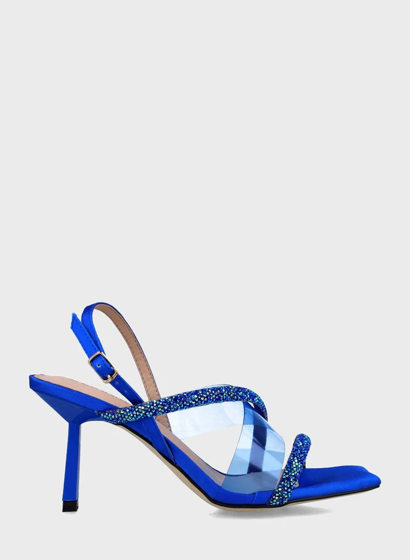منبور Ankle Strap Mid Heel Sandals