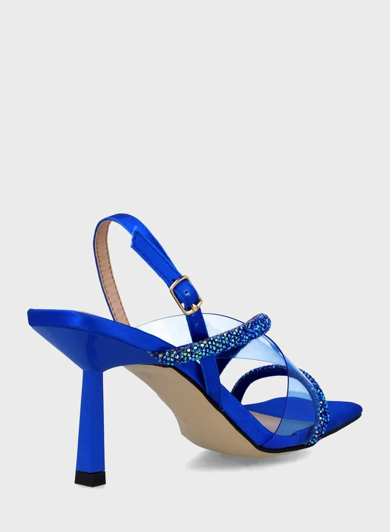 منبور Ankle Strap Mid Heel Sandals