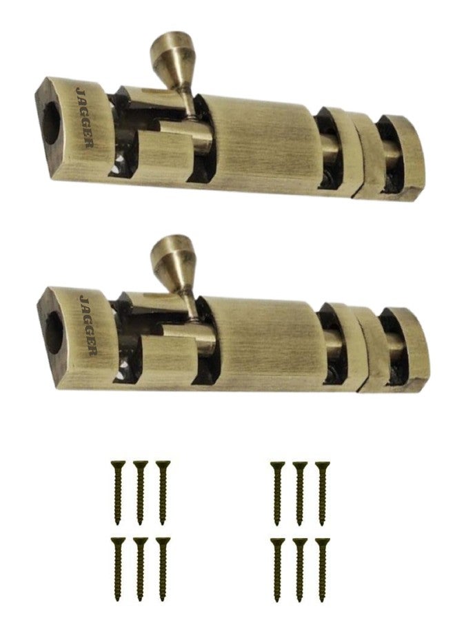 JAGGER JAG2703 Zylo Aluminium Tower Bolt/Latch For Main Door, Bathroom, Bedroom, Living Room, Tower Bolt for Home, Offices, Doors, Windows, Easy to Fit, Antique Finish (6" INCH, COMBO PACK OF 2) - Image 1