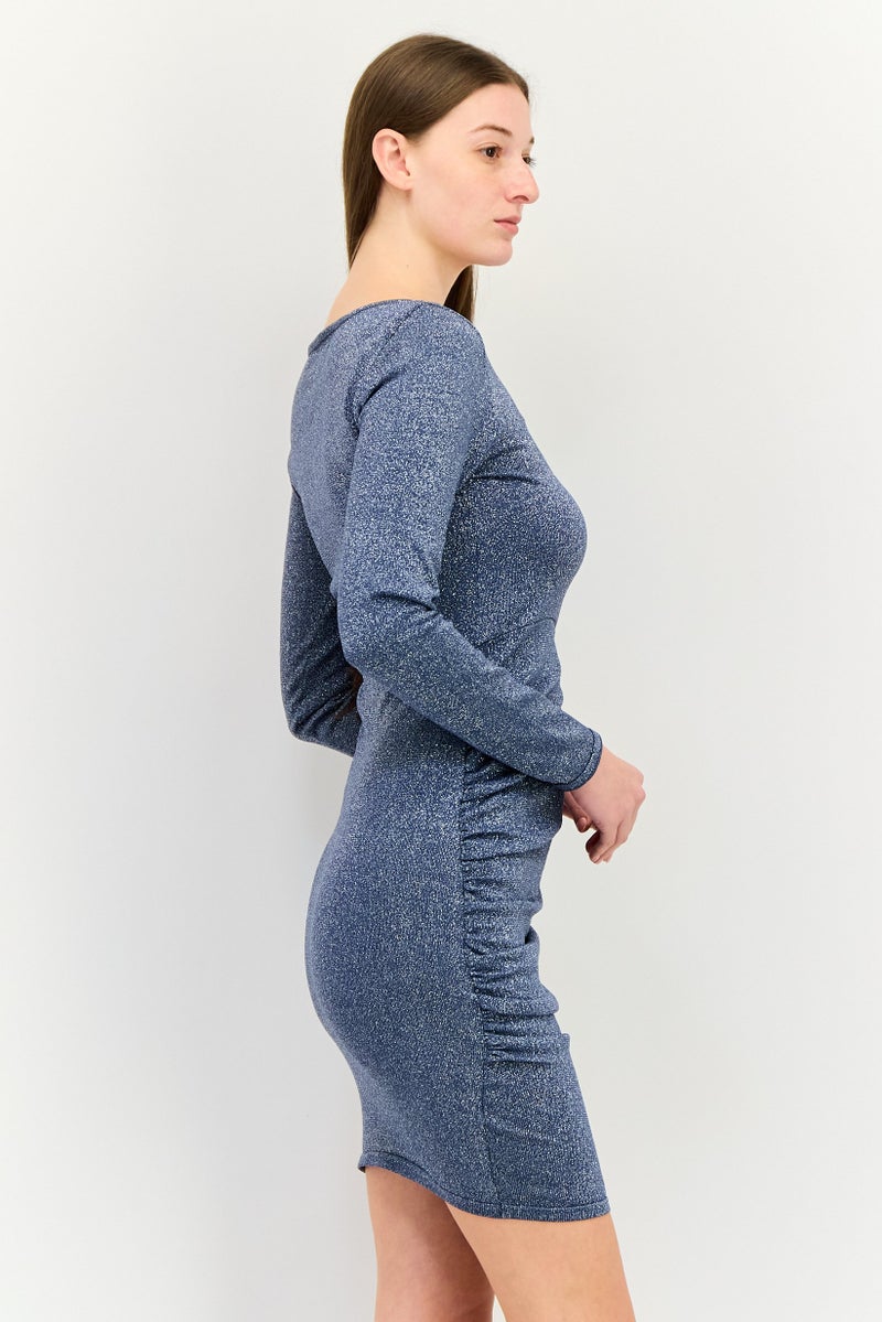 Mohito Women Textured Mini Dress, Slate Grey - Image 2