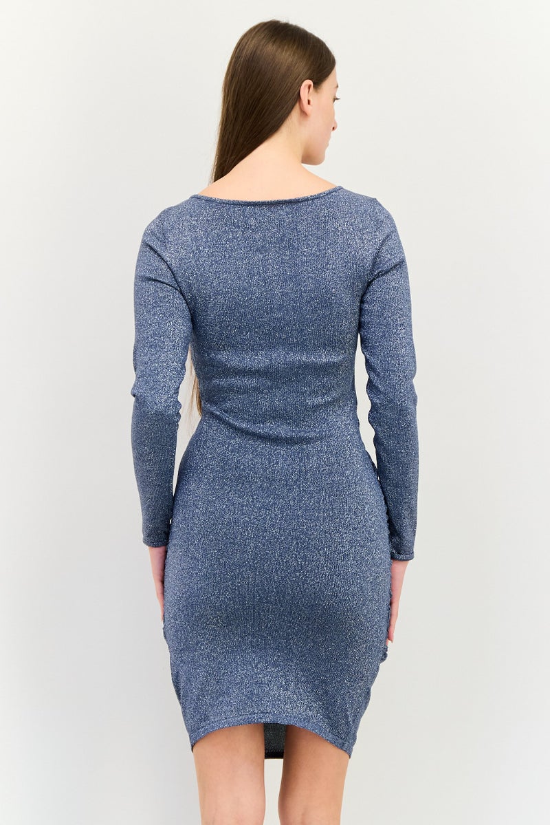 Mohito Women Textured Mini Dress, Slate Grey - Image 3