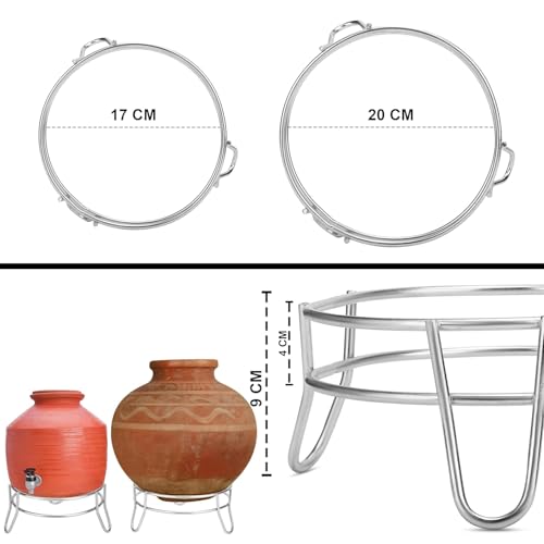 Namani Set of 2 Round Stainless Steel Matka Stand for Water Pot | Water Dispenser | for Kitchen Storage | Clay Pot Stand | Stand for Pani Ka Matka Mitti Ka | Heavy-Duty Pot Rack - Image 4