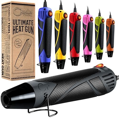 Chandler Tool Heat Gun for Crafting, Mini Dual Temp Hot Air Gun Tool for Epoxy Resin, Shrink Wrapping, Vinyl Wrap, Embossing, Electronics, Candle Making, Sublimation, Phone Repair & DIY (Grey/Black) - Image 1