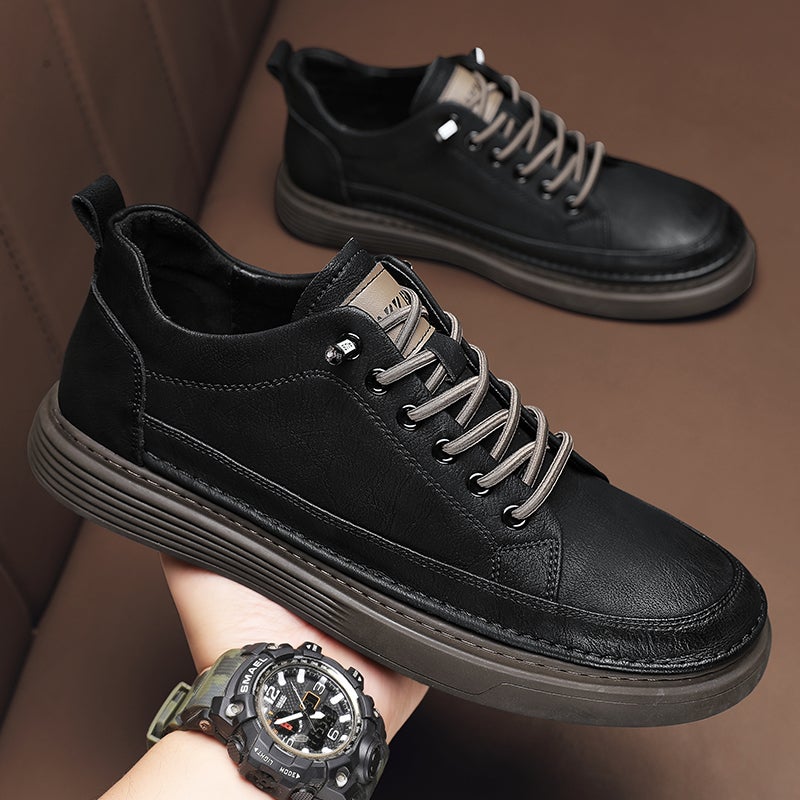 Men'S Shoes Spring Kitchen Work Black Sneakers Men'S Casual Leather Shoes One-Leg Work Safety Shoes - Image 2