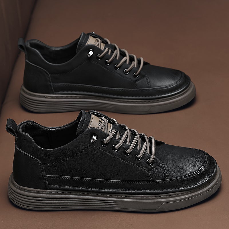 Men'S Shoes Spring Kitchen Work Black Sneakers Men'S Casual Leather Shoes One-Leg Work Safety Shoes - Image 3