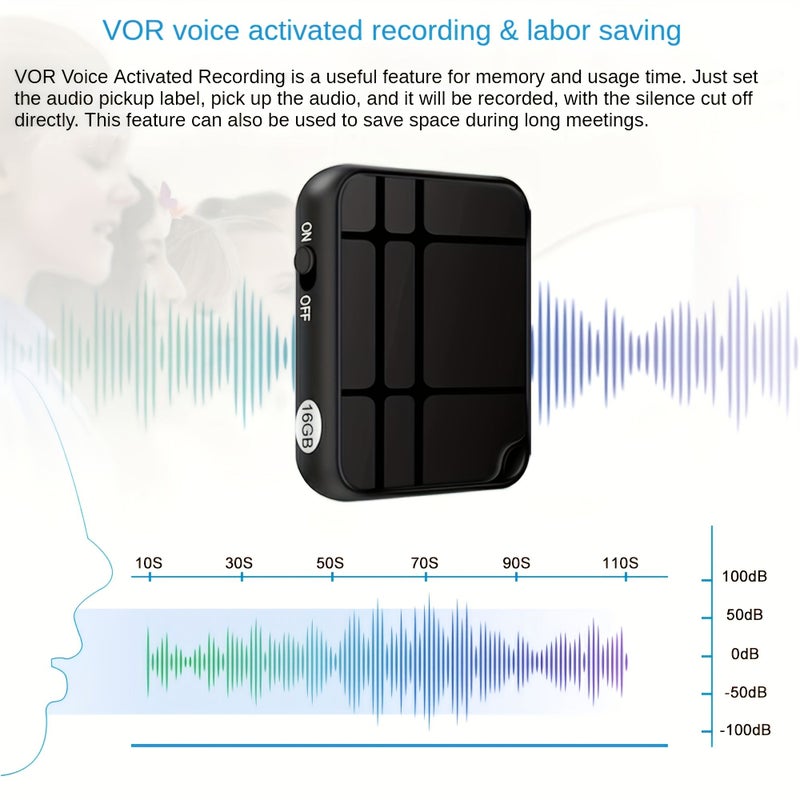 32GB Voice Activated Recorder With AI Noise Reduction 50H Recording USB Rechargeable - Image 1