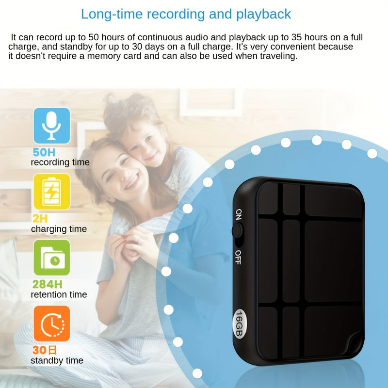 32GB Voice Activated Recorder With AI Noise Reduction 50H Recording USB Rechargeable - Image 2