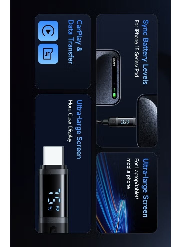Mcdodo USB-C to USB-C 60W PD Fast Charging Cable with LED Power Display Nylon Braided Durable High-Speed Data Sync Charger Cord Compatible iPhone 15 16 MacBook Samsung S24 Ultra Tablets & Laptops - Image 4