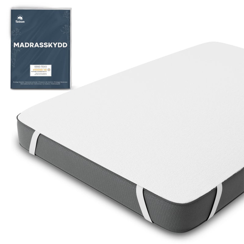 TWINZEN واقيات مراتب مقاومة للماء  واقي مرتبة 120 x 190 سم مقاوم للماء معتمد من أوكو تيكس من توينزن  حشوة مرتبة 120 x 190 سم قطن قابل للتنفس مع 4 زوايا مرنة