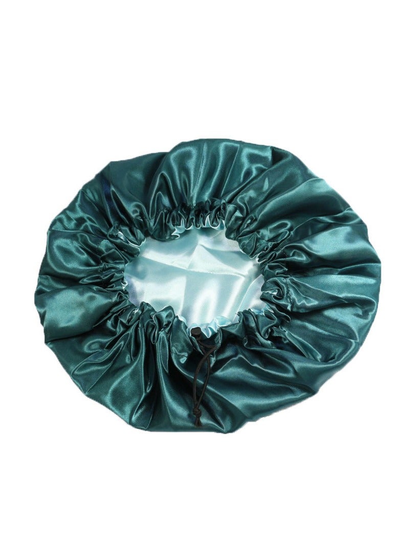 Double-layer Elastic Women Stain Night Sleep Cap Hair Bonnet Hat Shower Caps(Green) - Image 2