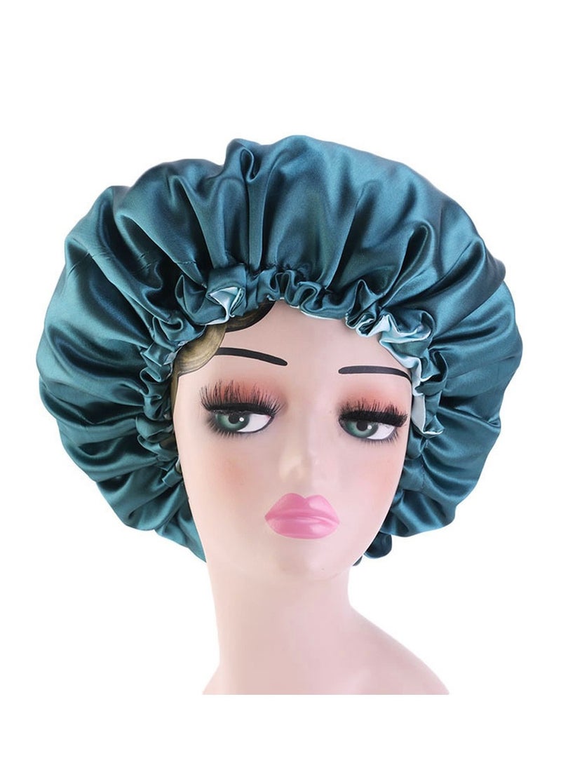 Double-layer Elastic Women Stain Night Sleep Cap Hair Bonnet Hat Shower Caps(Green) - Image 5