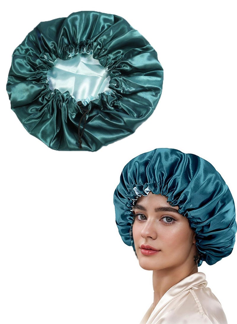 Double-layer Elastic Women Stain Night Sleep Cap Hair Bonnet Hat Shower Caps(Green) - Image 1