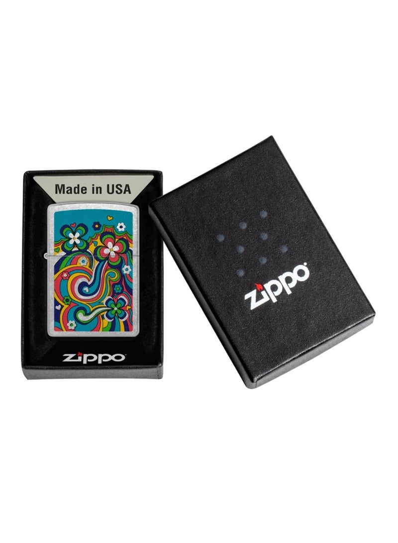 Zippo Flower Power Design Street Chrome Windproof Lighter - Image 5