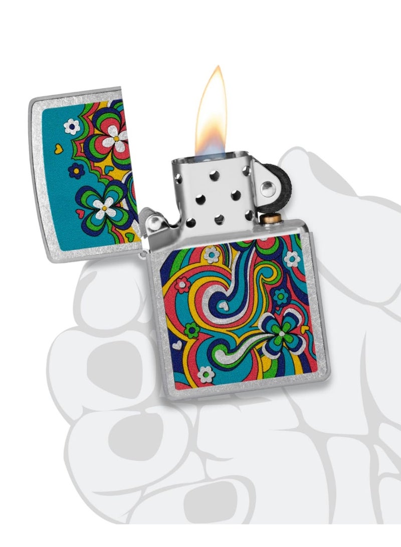 Zippo Flower Power Design Street Chrome Windproof Lighter - Image 4