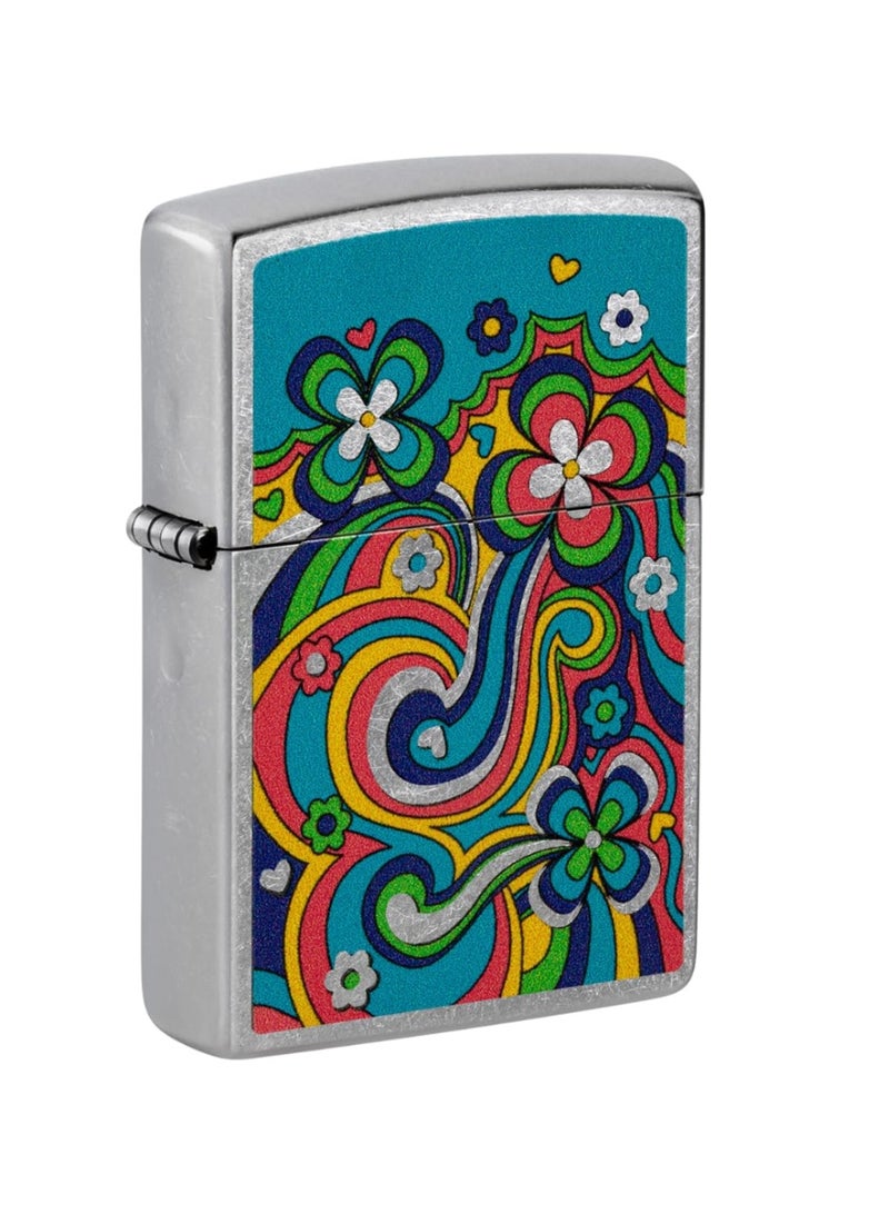 Zippo Flower Power Design Street Chrome Windproof Lighter - Image 1