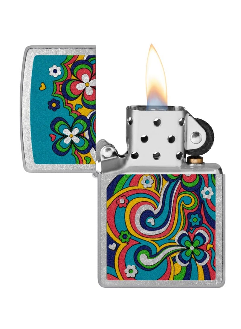 Zippo Flower Power Design Street Chrome Windproof Lighter - Image 2