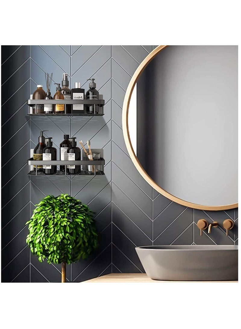 2 Packs Bathroom Shower Shelf,Bathroom Organizer Shower Caddy Shelf,Bathroom Storage Shelf,Wall Shelf,No Drilling wall mounted Shower Shelves Silver - Image 3