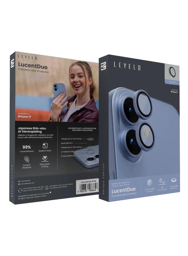 ليفيلو واقي عدسة iPhone 17 / واقي عدسة Lucent Duo مع نفاذية 99% / مقاوم للخدش / واقي عدسة مع 2x سبائك التيتانيوم - أزرق فاتح - Image 5