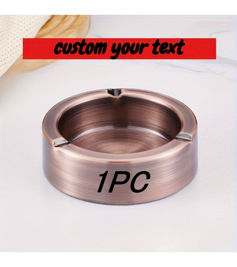 Silvery Custom Laser Engraved Thick Metal Ashtray Durable For Bars Home Hotel Cafe - Image 3