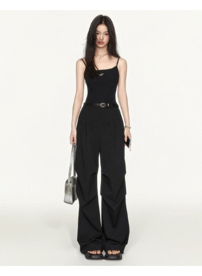 EPTISON جمبسوت مختلط الأقمشة للنساء - أسلوب صيفي حلو وحار، تصميم أمريكي ضيق مع حمالات، ملابس عمل عتيقة - Image 1