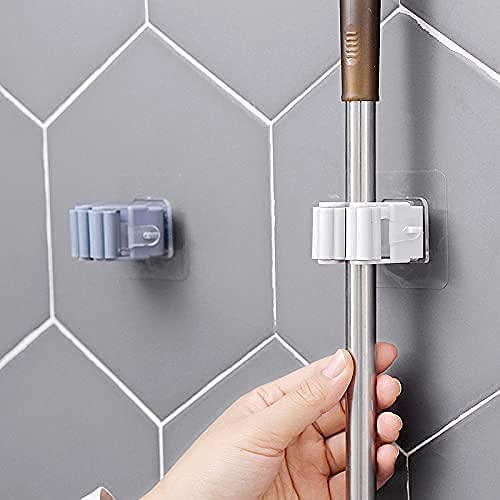 KHEDU FAB Khedu Fab 1Pcs Self Adhesive Holder Wall Mounted Seamless Broom Hanger Clip Storage Racks Hanging Punch Kitchen Bathroom Stickers Mop RackRandom Colour Multicolor