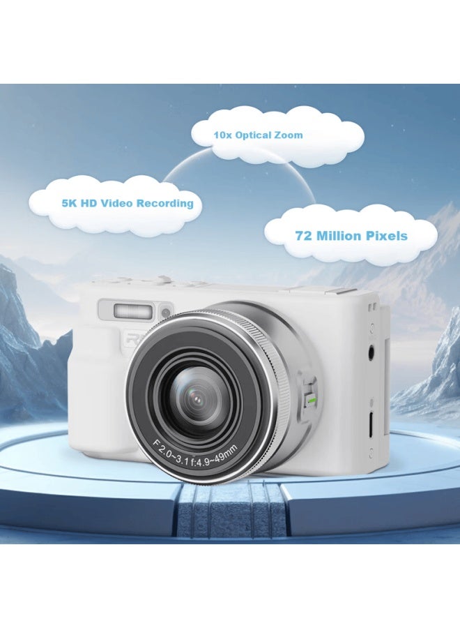 Rich Ly-20l 10x Optical Zoom Selfie Flip Screen Student Digital Camera Birthday Gift For Girls Entry-level Mirrorless Camera Campus Hd Vlog Travel Alternative Ccd White 32gb - Image 3