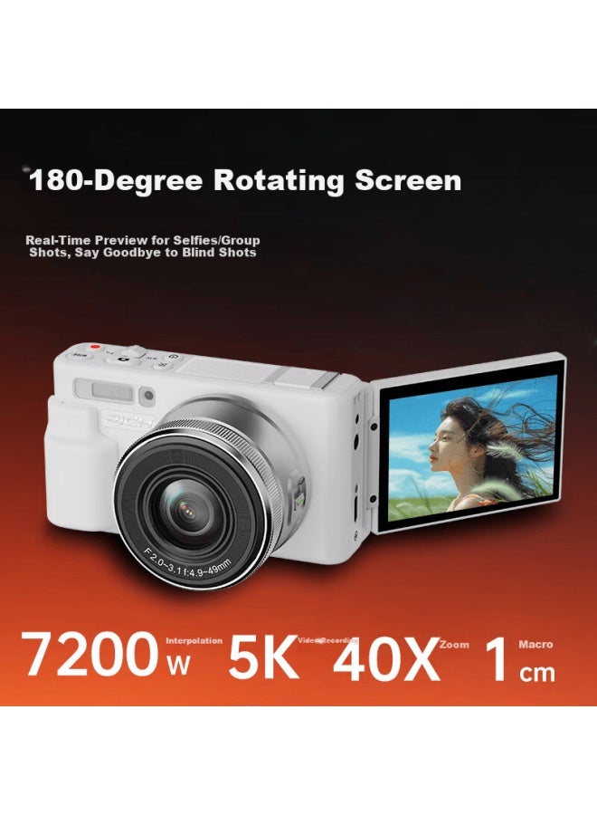 Rich Ly-20l 10x Optical Zoom Selfie Flip Screen Student Digital Camera Birthday Gift For Girls Entry-level Mirrorless Camera Campus Hd Vlog Travel Alternative Ccd White 32gb - Image 1