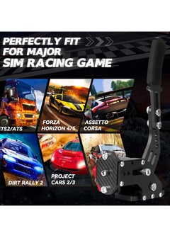 SYOSI 64Bit PC USB Handbrake, Upgrade SIM Racing Games Handbrake for LO GITECH G25 G27 G29 T500 T300 THRUST MASTER FANATECOSW DIRT RALLY, 2M Nylon CableReinforced SpringBlack+Clamp  - Image 3