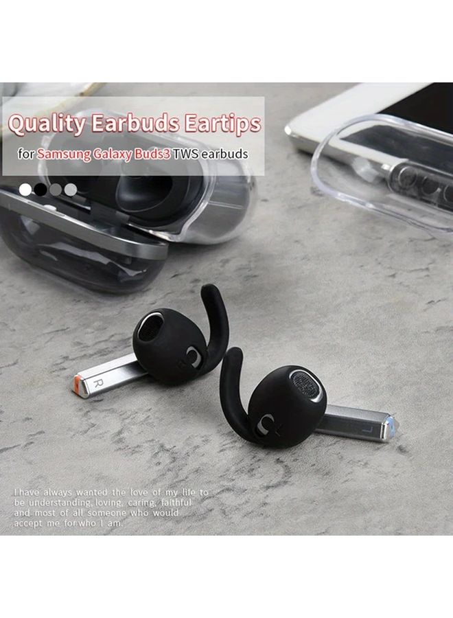 White 6Pcs Premium Ear Tips with Hooks for Samsung Galaxy Buds 3 Pro Soft Secure Fit Anti Slip Design - Image 2