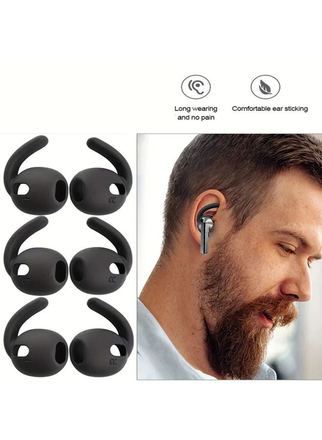 White 6Pcs Premium Ear Tips with Hooks for Samsung Galaxy Buds 3 Pro Soft Secure Fit Anti Slip Design - Image 3