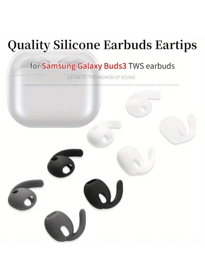 White 6Pcs Premium Ear Tips with Hooks for Samsung Galaxy Buds 3 Pro Soft Secure Fit Anti Slip Design - Image 4