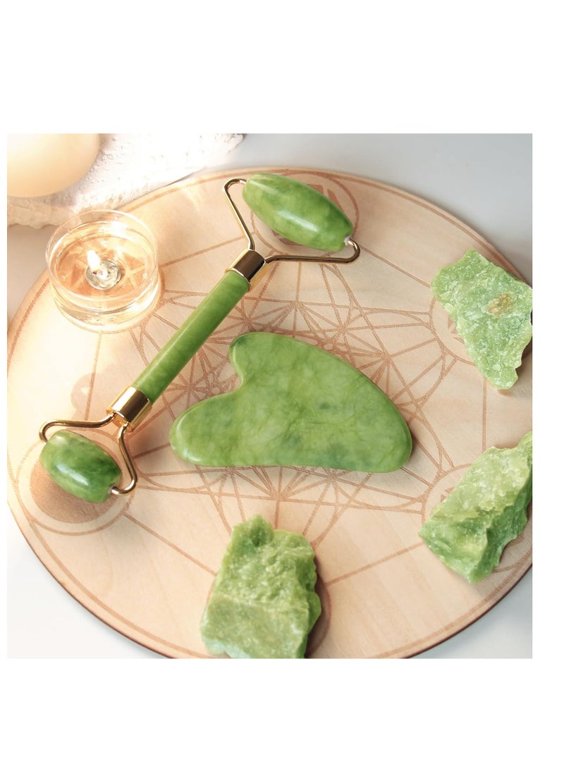 BAIMEI IcyMe Gua Sha & Jade Roller Facial Tools Face Roller and Gua Sha Set for Puffiness and Redness Reducing Skin Care Routine, Self Care Gift for Men Women - Green - Image 2