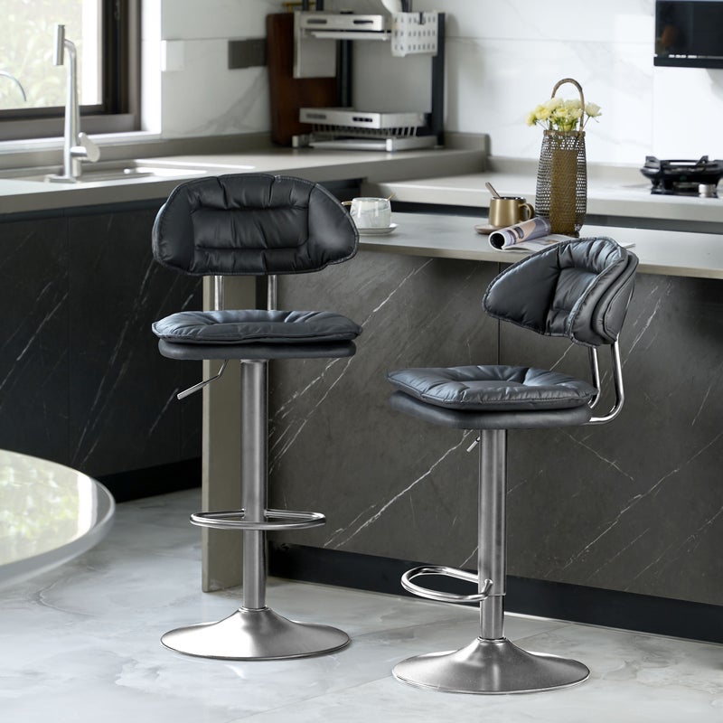 Sharpdo 2PCS Bar Chair,High Back Small Round Stool, Comfortable Adjustable High Bar Chair with 360°Swivel Perfect for Home Kitchen Counter Dining High Footrest Stool - Image 2