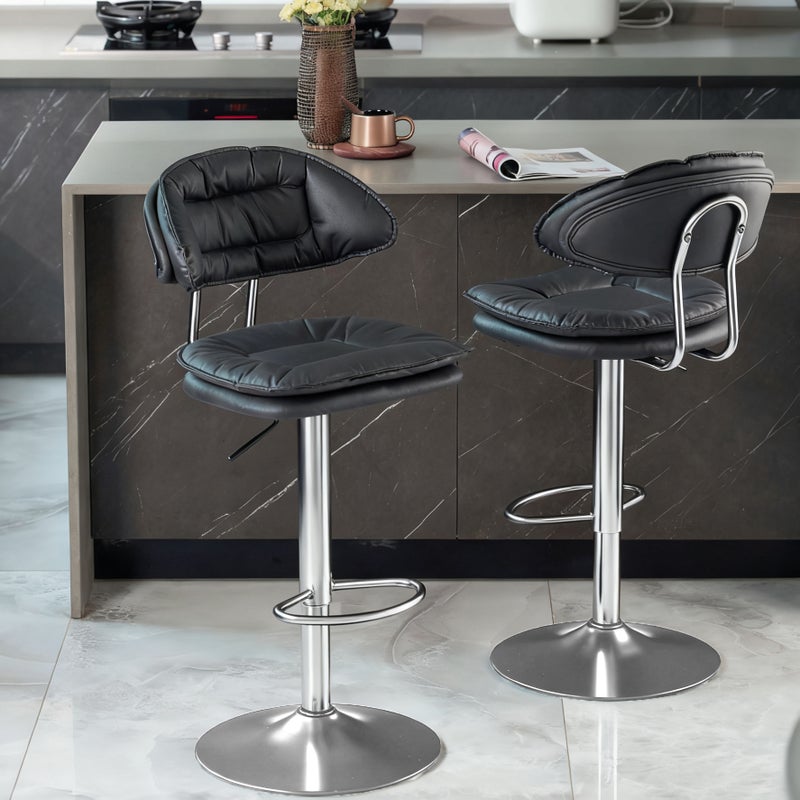 Sharpdo 2PCS Bar Chair,High Back Small Round Stool, Comfortable Adjustable High Bar Chair with 360°Swivel Perfect for Home Kitchen Counter Dining High Footrest Stool - Image 3