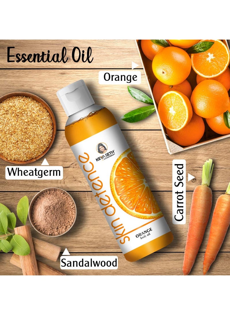 Keya Seth Aromatherapy Orange Body Oil Rejuvenates Skin Improves Blood Flow With Orange Sandalwood, Wheatgerm and Carrot Seed Oils 100ml  - Image 4