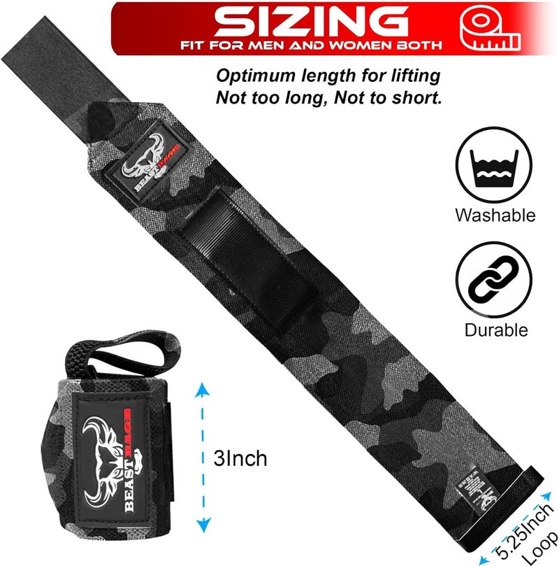 BEAST RAGE Weight Lifting Straps Fitness Padded Cotton Wrist Support Gel Advanced Grips Dumbbell Bar Wraps Heavy Duty Gym Bodybuilding Straps Power Deadlift Barbells Non Slip Exercise - Image 5