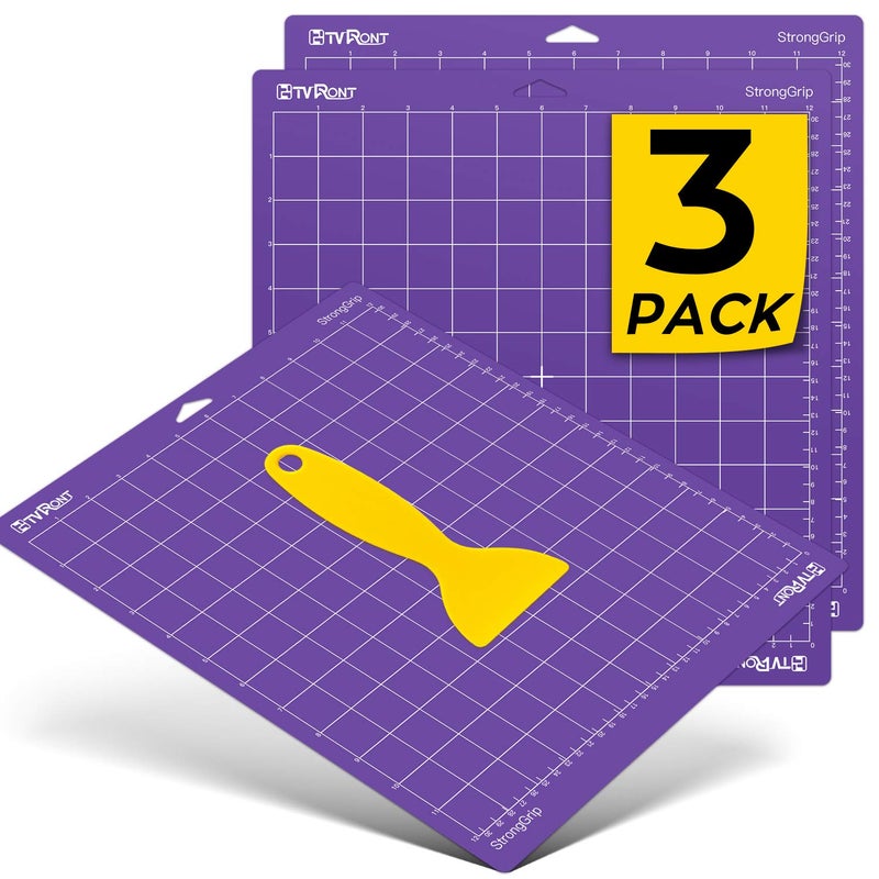HTVRONT Strong Grip Cutting Mat 3 Pack Cutting Mat 12x12 Compatible with Cricut Maker 3Maker 4MakerExplore 34Air 2One Strong Adhesive Sticky Quilting Cutting Mats Replacement Accessories