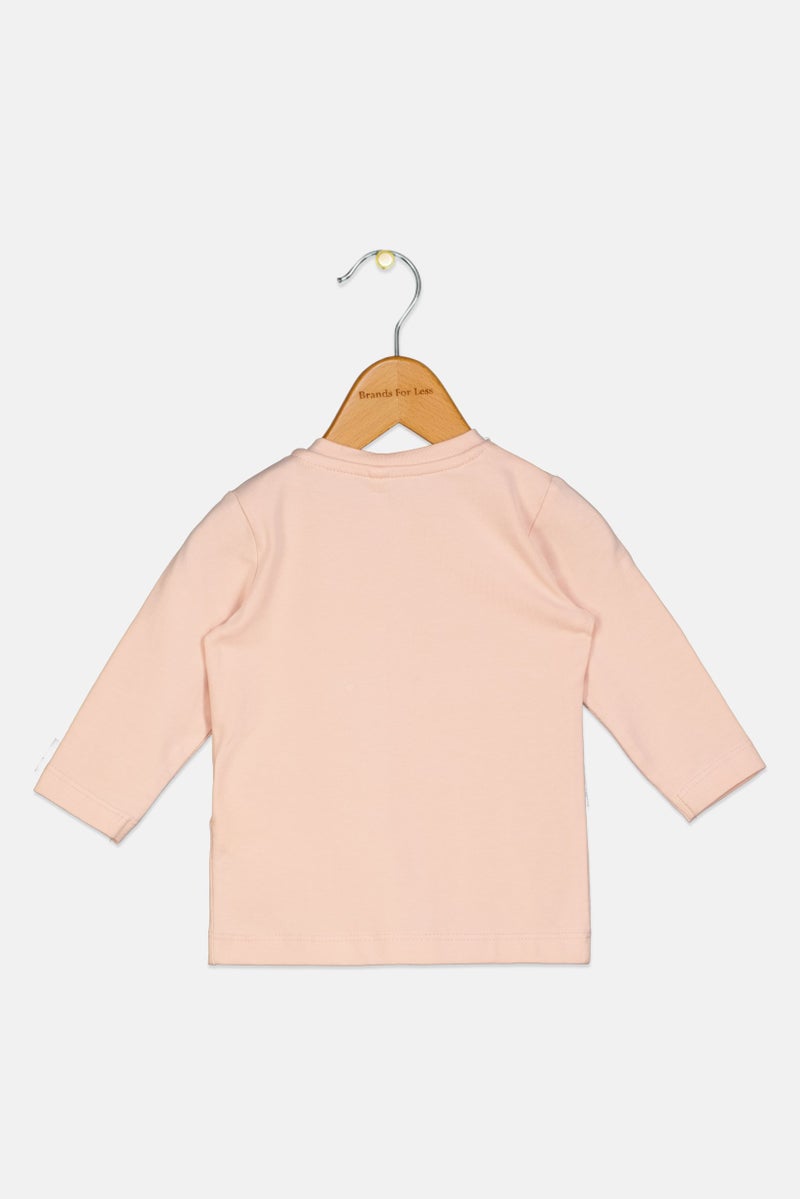 NAME IT Toddlers Girl Graphic Print Long Sleeves Top, Peach - Image 2