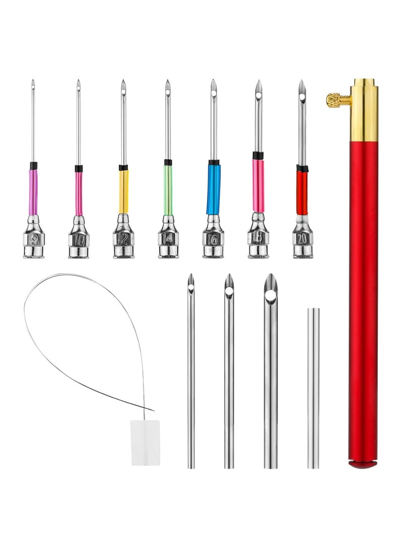 Zikra 13pcs Punch Needle Kits Adjustable Punch Needle Tool Embroidery Needles Set Sewing Art Needles with 7 Size Punch Needle Heads Seam Ripper for Adults Beginner Floss Cross Stitch DIY Craft - Image 1