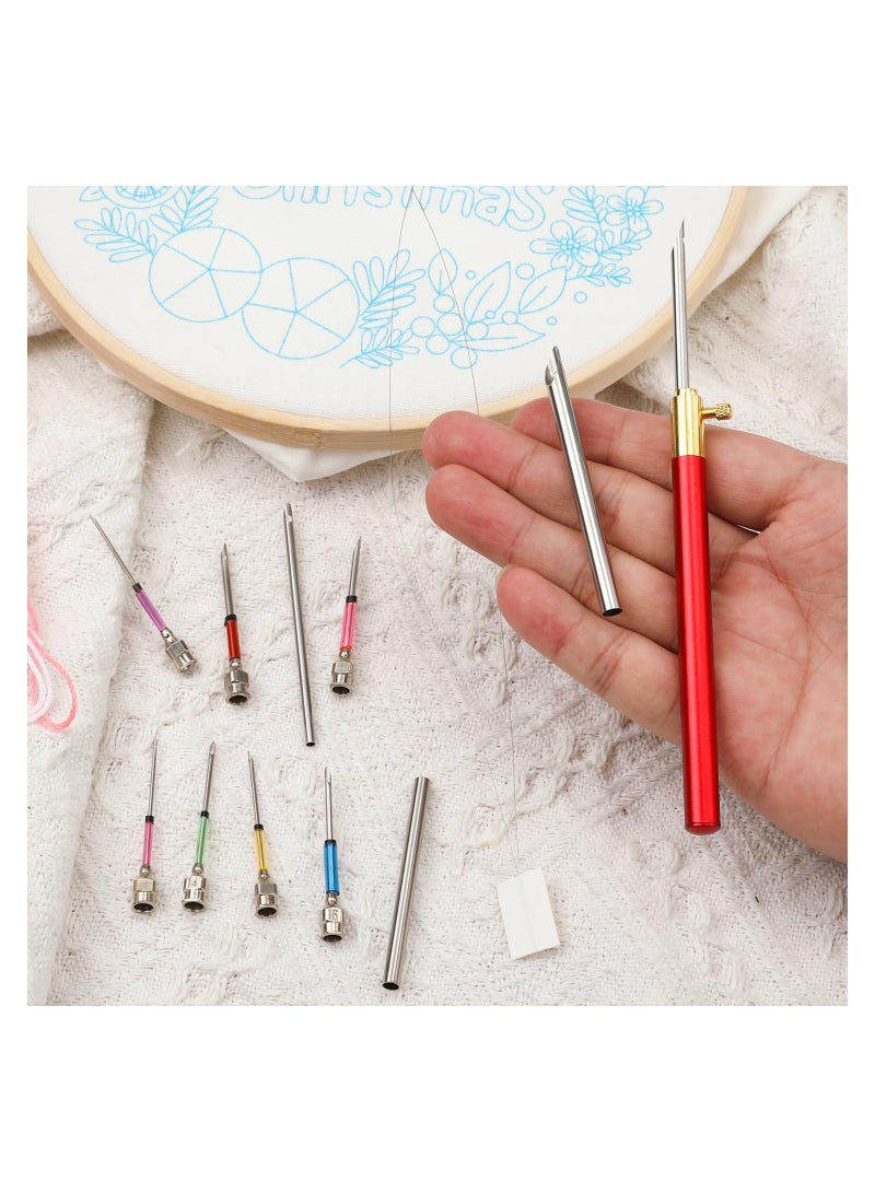 Zikra 13pcs Punch Needle Kits Adjustable Punch Needle Tool Embroidery Needles Set Sewing Art Needles with 7 Size Punch Needle Heads Seam Ripper for Adults Beginner Floss Cross Stitch DIY Craft - Image 2