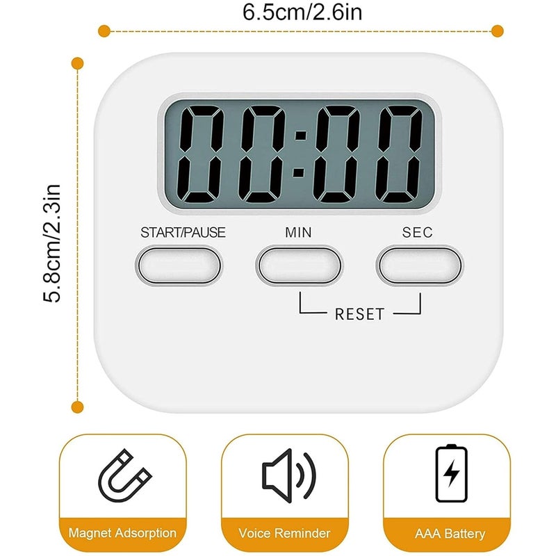 Blue Tick Kitchen Timer and Countdown Loud Ringer 99 Miniute Setting Magnetic or Stand White - Image 2