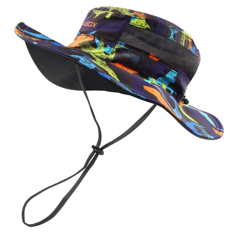FAISOX Fishing Hat UPF 50+ Sun Protection Hat for Man & Women Sun Hat, Beach & Hiking Hat, Paddling, Rowing, Kayaking Hat (Black Fish Camo) - Image 3